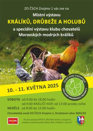 Výstava králíků, drůbeže a holubů 10. -11. 5. 2025 Znojmo