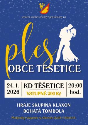 Ples obce Těšetice 26.1.2025 od 20.00 v KD Těšetice 1